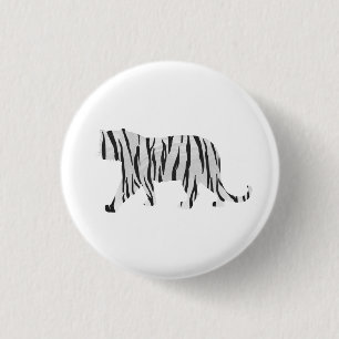 Silhouette Tiger Black en White Ronde Button 3,2 Cm