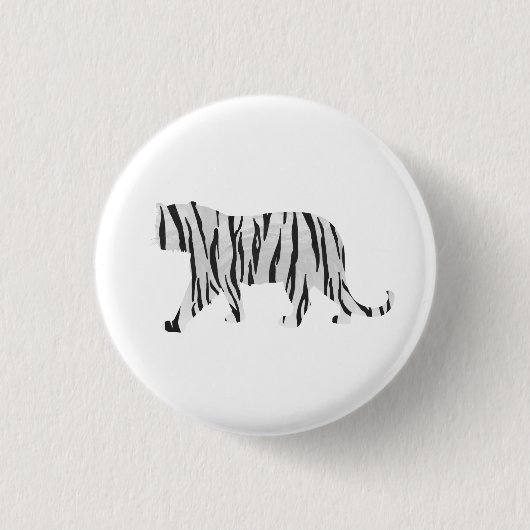 Silhouette Tiger Black en White Ronde Button 3,2 Cm (Voorkant)