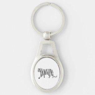 Silhouette Tiger Black en White Sleutelhanger