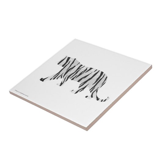 Silhouette Tiger Black en White Tegeltje (Zijkant)
