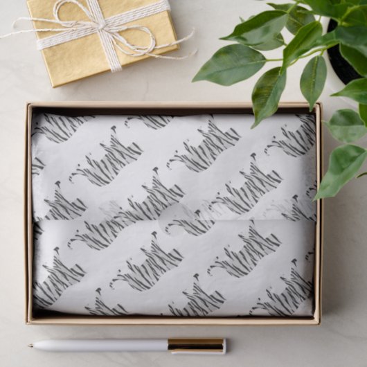 Silhouette Tiger Black en White Tissuepapier (Geschenk)