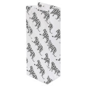 Silhouette Tiger Black en White Wijn Cadeautas (Achterkant Gekanteld)