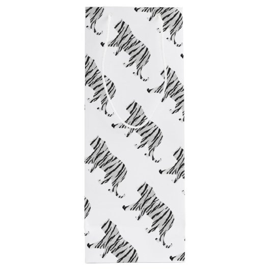 Silhouette Tiger Black en White Wijn Cadeautas (Achterkant)