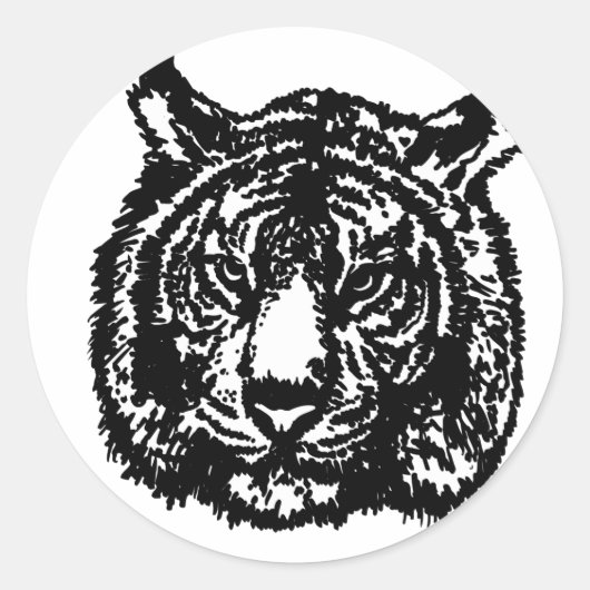 Silhouette Tiger Ronde Sticker (Voorkant)