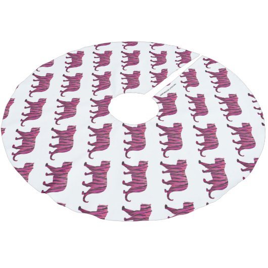 Silhouette Tiger roze en zwart Kerstboom Rok (Gekanteld)