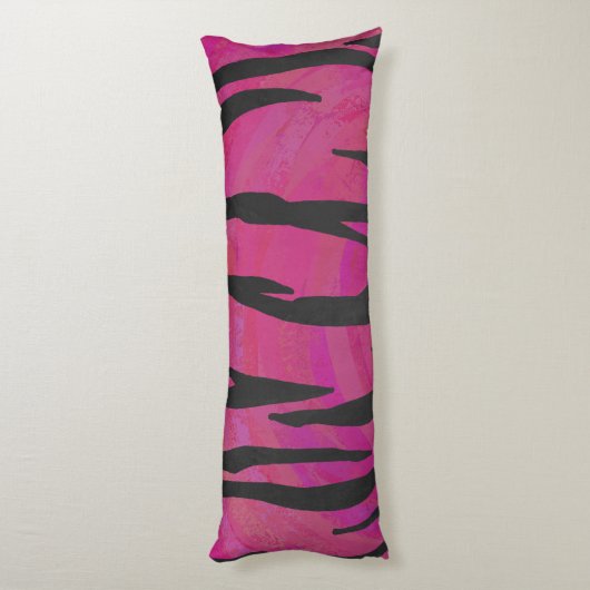 Silhouette Tiger roze en zwart Lichaamskussen (Achterkant (Verticaal))