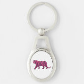 Silhouette Tiger roze en zwart Sleutelhanger (Voorkant)