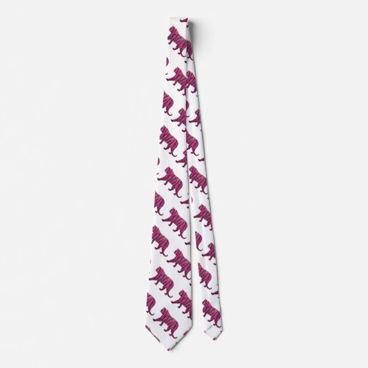 Silhouette Tiger roze en zwart Stropdas (Voorkant)