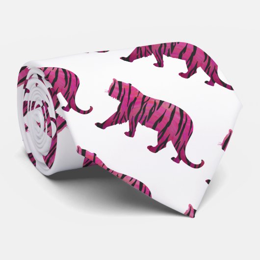 Silhouette Tiger roze en zwart Stropdas (Opgerold)