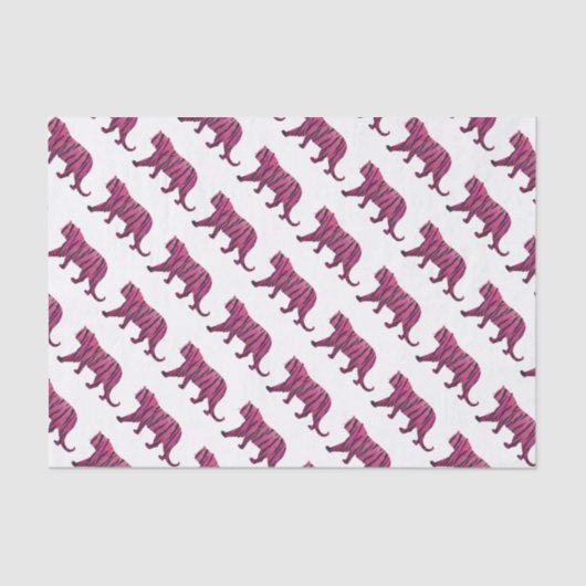 Silhouette Tiger roze en zwart Tissuepapier (Voorkant)