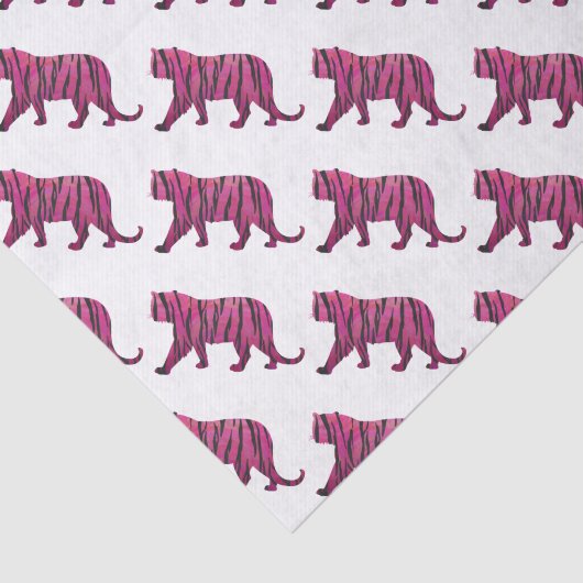 Silhouette Tiger roze en zwart Tissuepapier (Detail)