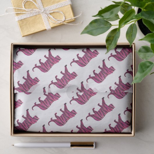 Silhouette Tiger roze en zwart Tissuepapier (Geschenk)
