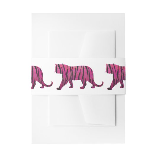 Silhouette Tiger roze en zwart Uitnodigingen Wikkel (Voorkant Voorbeeld)