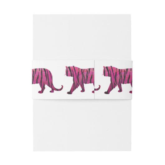 Silhouette Tiger roze en zwart Uitnodigingen Wikkel (Achterkant Voorbeeld)
