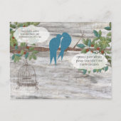 Silhouette Tortelduifjes Bird Cage Tree Save the D Aankondigingskaart (Achterkant)