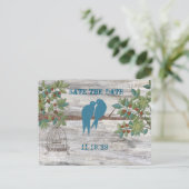 Silhouette Tortelduifjes Bird Cage Tree Save the D Aankondigingskaart (Staand voorkant)