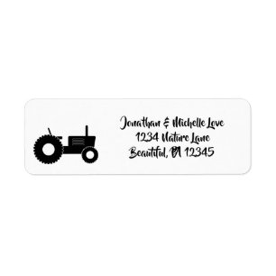 Silhouette Tractor Boerderij Adres Etiket