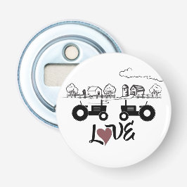 Silhouette Tractor Couple in LOVE Boerderij Button Flesopener