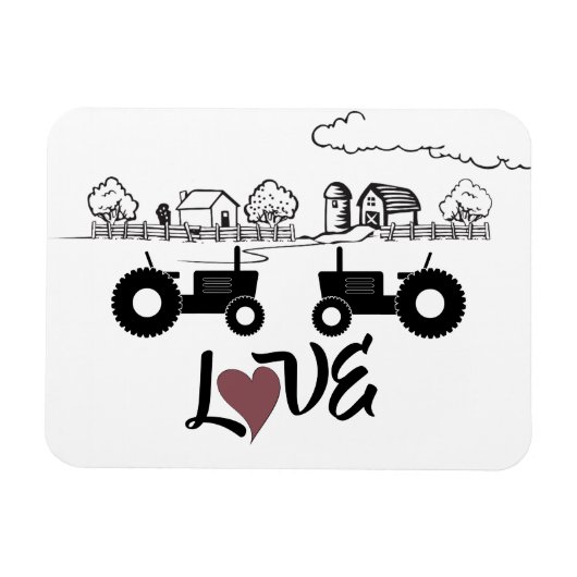 Silhouette Tractor Couple in LOVE Boerderij Magneet (Horizontaal)