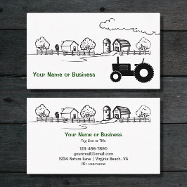 Silhouette Tractor en Cute Country Boerderij Visitekaartje