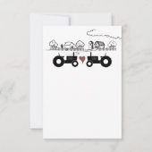Silhouette Tractors en Boerderij Black - White Wed RSVP Kaartje (Achterkant)