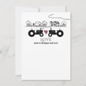 Silhouette Tractors en Boerderij Black - White Wed Save The Date (Achterkant)