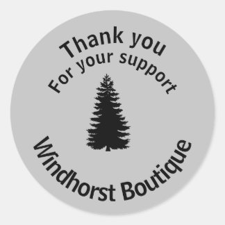 Silhouette Tree Bedankt voor uw steun Grey Ronde Sticker