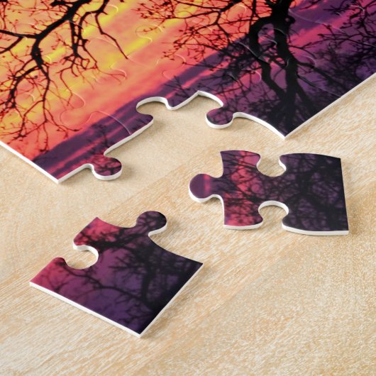 Silhouette Tree en Briljantsoonnepuzzle Legpuzzel (Zijkant)