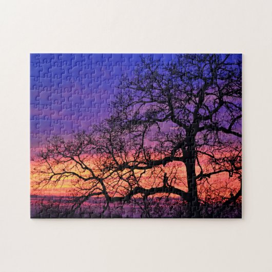 Silhouette Tree en Briljantsoonnepuzzle Legpuzzel (Horizontaal)