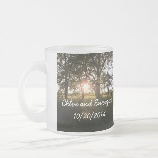 Silhouette Trees en Sunlight Personalized Weddin Matglas Koffiemok (Links)