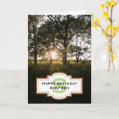 Silhouette Trees Happy Birthday Monogram Card Kaart (Gele Bloem)