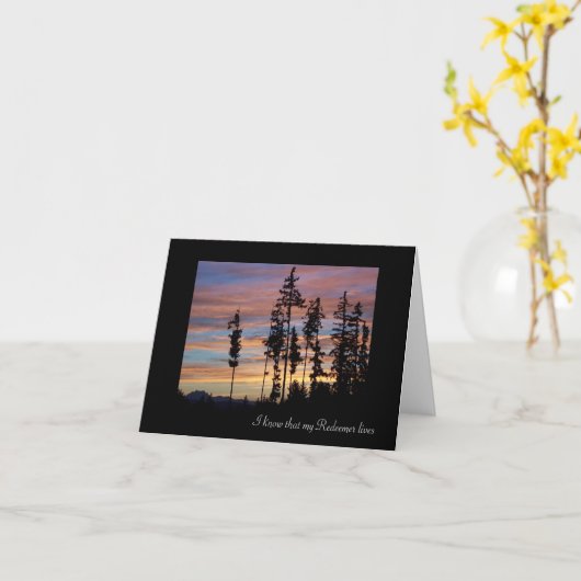 Silhouette Trees Sympathy Card Kaart (Gele Bloem)