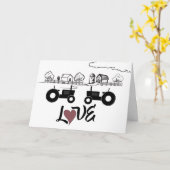 Silhouette Trekkers en Boerderij ~ Paar in LOVE Kaart (Gele Bloem)