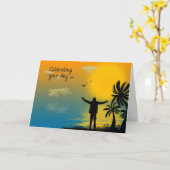 Silhouette Tropical Birthday Kaart (Gele Bloem)