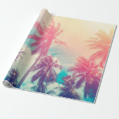 Silhouette tropical palm tree with sun light on su cadeaupapier (Uitgerold)