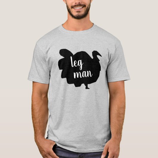 Silhouette Turkey Leg Man Funny Thanksgiving T-shirt (Voorkant)