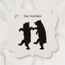Silhouette Two Black Beren Holding Hands Dancing
