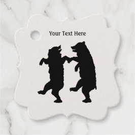 Silhouette Two Black Beren Holding Hands Dancing Bedankjes Labels