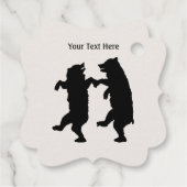 Silhouette Two Black Beren Holding Hands Dancing Bedankjes Labels (Achterkant)