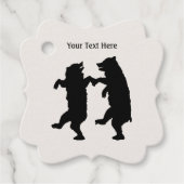 Silhouette Two Black Beren Holding Hands Dancing Bedankjes Labels (Voorkant)