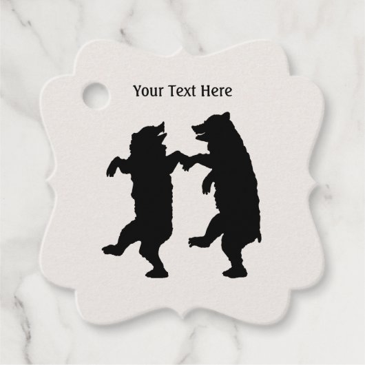 Silhouette Two Black Beren Holding Hands Dancing Bedankjes Labels (Voorkant)