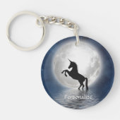 Silhouette Unicorn Full Moon Ocean Personalize Sleutelhanger (Voorkant)