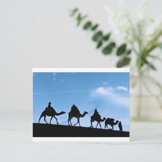 Silhouette van Camel Caravan Briefkaart (Staand voorkant)