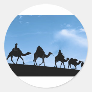 Silhouette van Camel Caravan Ronde Sticker