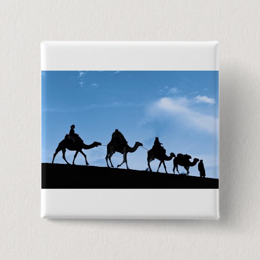 Silhouette van Camel Caravan Vierkante Button 5,1 Cm (Voorkant)