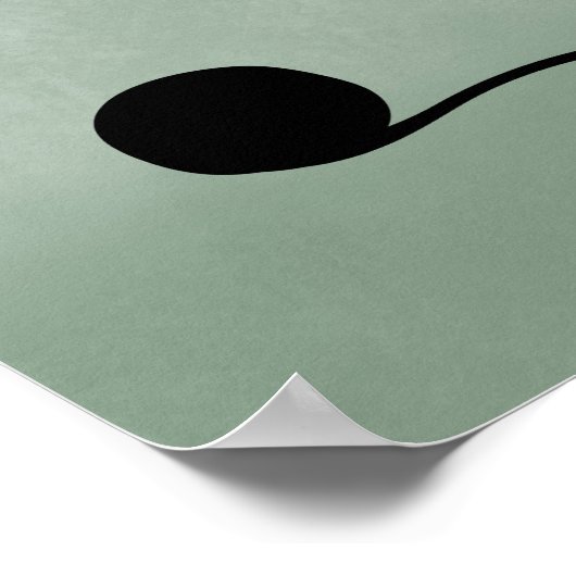 Silhouette van Cat bij Play Black op Muted Green Poster (Hoek)