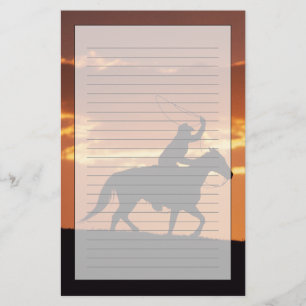 Silhouette van cowboy op horseback bij Fairplay, Briefpapier