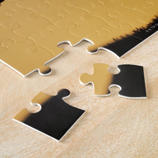 Silhouette van cowboy op horseback bij zonsonderga legpuzzel (Zijkant)