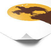 Silhouette van cowboy-rijdend paard bij zonsonderg foto afdruk (Hoek)