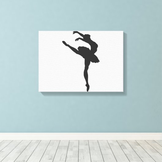 Silhouette van de ballerina canvas afdruk (Insitu (Houten vloer))